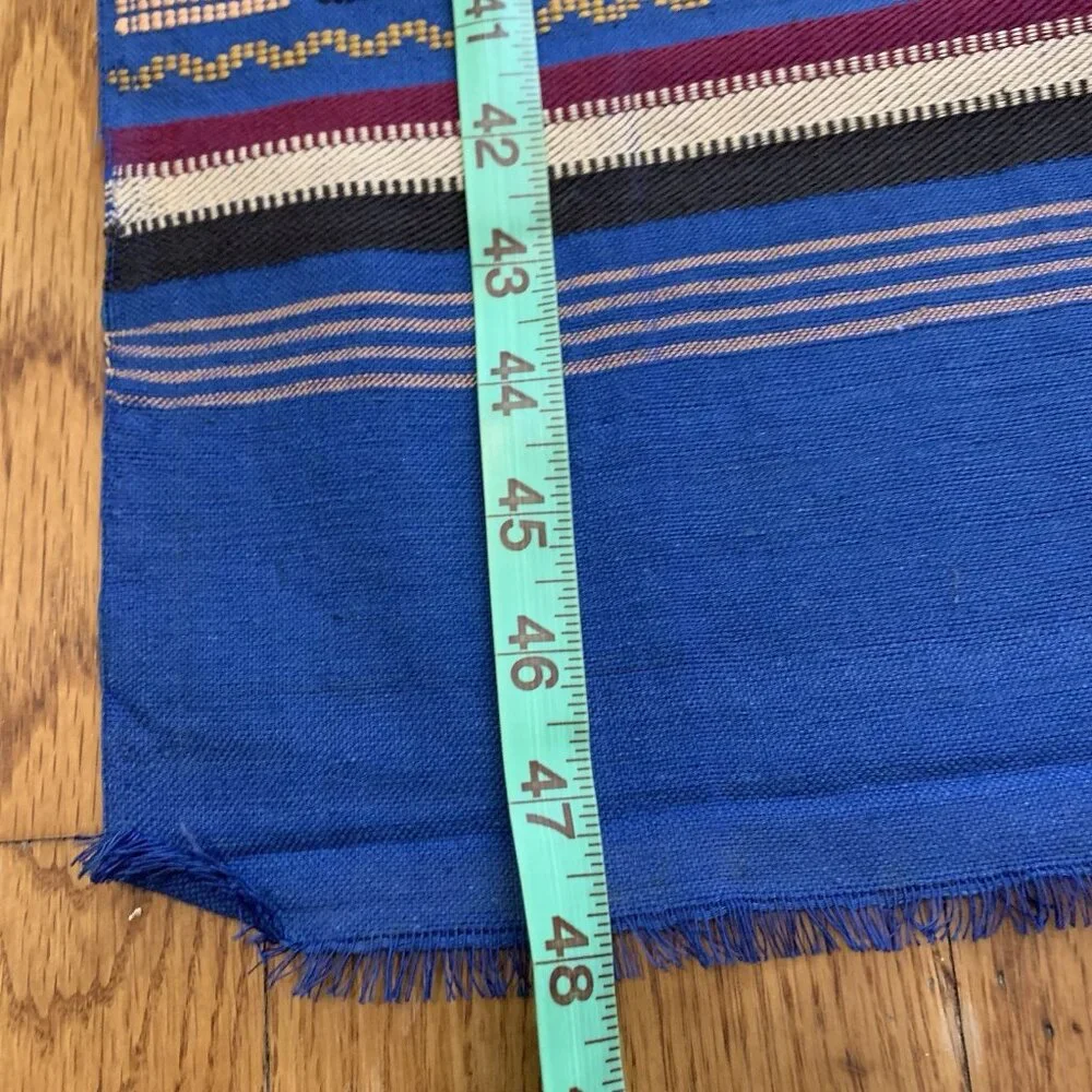 VTG Guatemalan Hand Woven Cotton Blue Textile Tapestry Llama 48